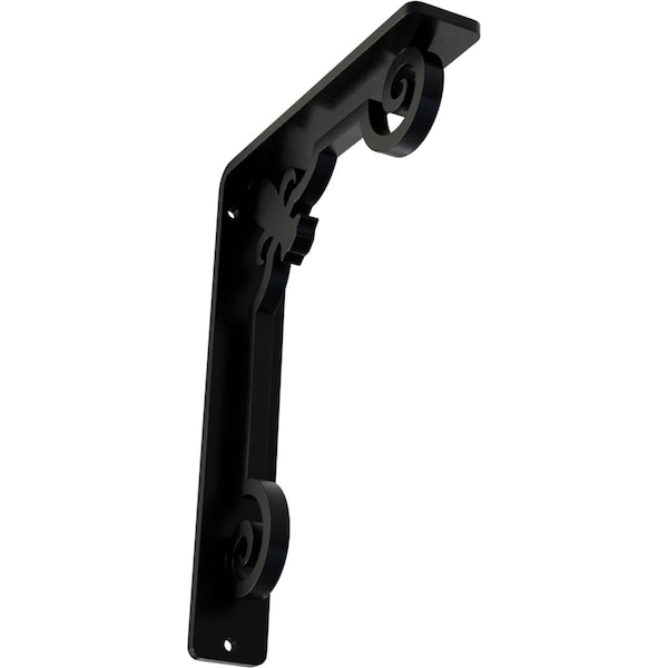Ekena Millwork Fleur De Lis Wrought Iron Bracket, (Single center brace), Powder Coated Blac 1 1/2"W x 5 1/2"D x 8"H BKTM01X05X08SFL - main